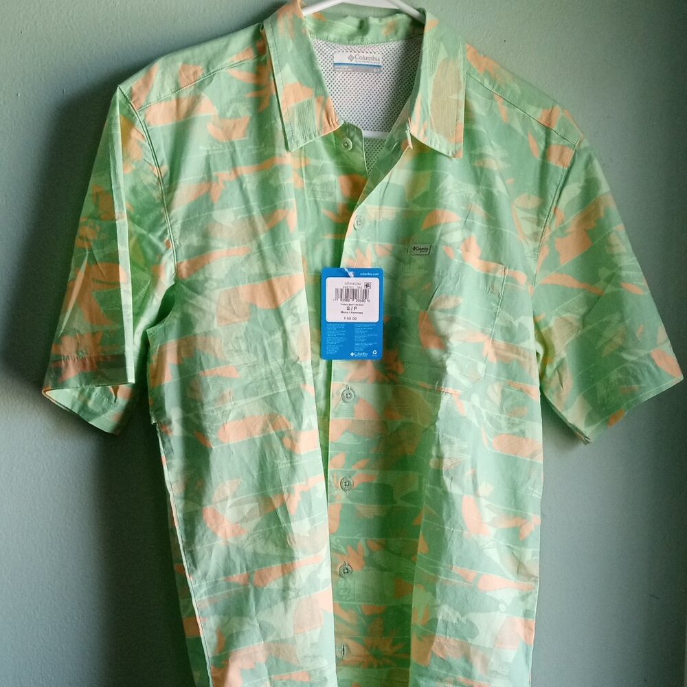 Columbia Shirt Trollers Best PFG Short Sleeve Vented Hawaiian Fisherman Sz S